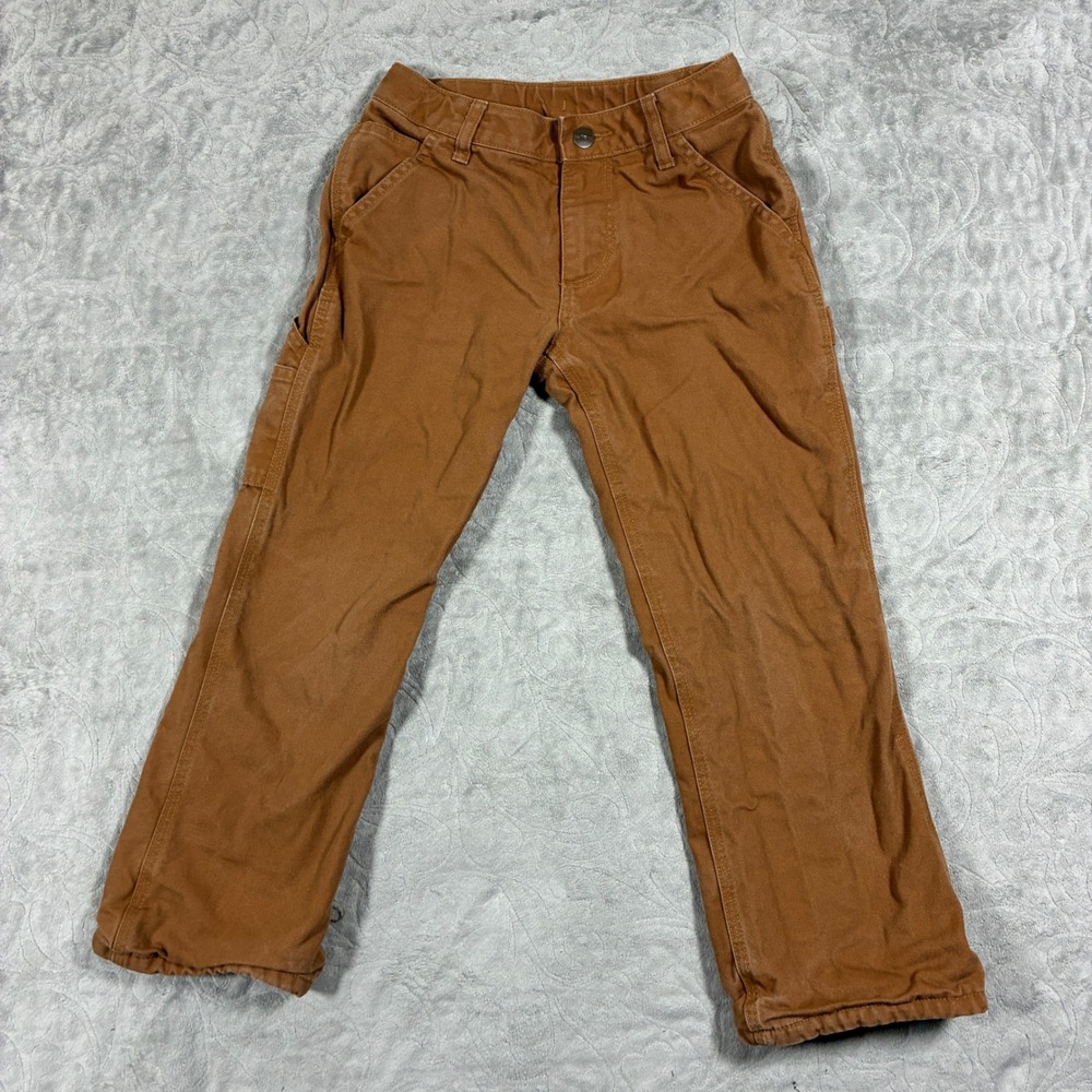Carhartt Kids Canvas Cargo Pants Size 8 Tan Blanket Lined Workwear